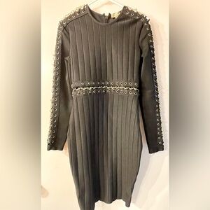 Wow Couture Gold Label black body con dress with gold chains